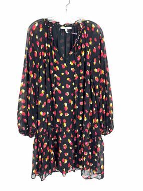 Derek Lam 10 Crosby Size 6 Bk/Rd/Pk Tie Front Print Designer Dress